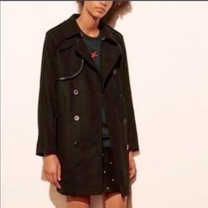 Beautiful Coach Convertible Black Trench Coat with Leopard Lining. NWT Size 4